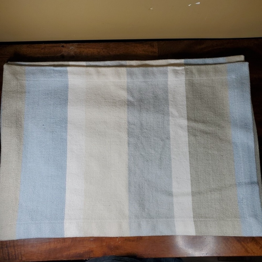 Split P 13x19 Placemat Unisex Blue Cream Tan Striped Coastal Cotton‎ Woven